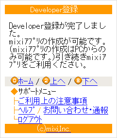 デベロッパー登録完了画面
